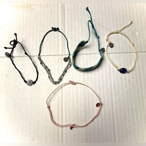 Pura Vida Bracelets Adjustable Multicolor Cord Charms Beads New Unworn Lot Of 5
